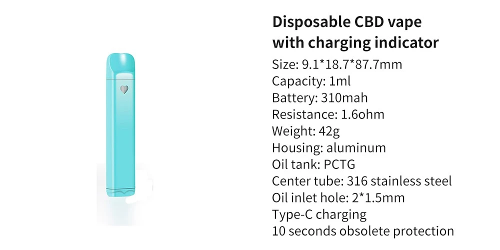 Disposable CBD vape with charging indicator